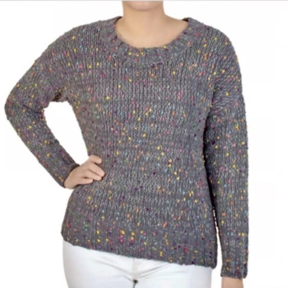 7 For All Mankind Confetti Popcorn Multicolored Speckled Gray Sweater Womens M
